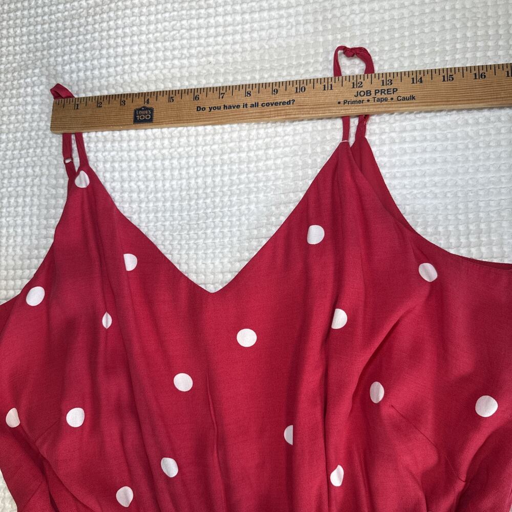 LOFT Sleeveless Jumpsuit Womens Plus 16 Pink Polka Dots Pockets Adjustable NWT - Picture 3 of 14